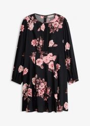 Sukienka tunikowa. Czarne sukienki damskie bonprix, bez wzorów, z wiskozy, bez kołnierzyka, bez ramiączek. Za 124.99 zł.