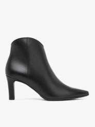 Czarne botki na szpilce. Czarne botki damskie Ryłko, bez wzorów, ze skóry, eleganckie, bez obcasa, na szpilce, bez zapięcia. Za 529.99 zł.