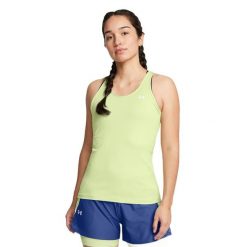 Tank top treningowy damski Under Armour HeatGear Armour Racer. Zielone topy damskie Under Armour, l, bez wzorów, bez kołnierzyka, bez ramiączek. Za 109.99 zł.