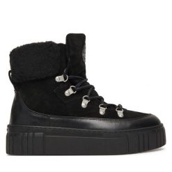 Trzewiki Gant. Czarne botki damskie GANT, bez wzorów, bez obcasa, na płaskiej podeszwie, bez zapięcia. Za 499.99 zł.