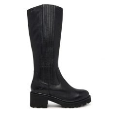 Kozaki Josef Seibel. Czarne kozaki damskie Josef Seibel, bez wzorów, bez obcasa, na słupku, bez zapięcia. Za 649.99 zł.