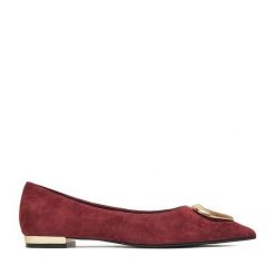 Baleriny Eva Minge. Czerwone balerinki damskie Eva Minge, bez wzorów, bez obcasa, bez zapięcia. Za 239.99 zł.