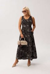 Elegancka sukienka Sevilla Black MAXI bez rękawów, z kieszeniami i kwiatowym printem PLUS SIZE WIOSNA LATO. Czarne sukienki damskie Moda Size Plus Iwanek, na co dzień, na lato, plus size, z aplikacjami, z bawełny, eleganckie, bez kołnierzyka, plus size, bez ramiączek, maxi, oversize. Za 339.90 zł.