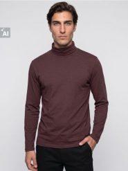Bawełniany golf basic - fioletowy. Fioletowe swetry męskie Sinsay, l, bez wzorów, z bawełny, bez kołnierzyka, bez ramiączek. Za 29.99 zł.