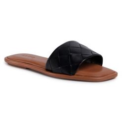 Klapki Aldo. Czarne klapki damskie Aldo, bez wzorów, bez obcasa, bez zapięcia. Za 159.99 zł.