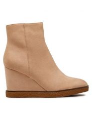 Jenny Fairy Botki LS5843-03 Beżowy. Brązowe botki damskie Jenny Fairy, bez wzorów, z materiału, bez obcasa, na koturnie, bez zapięcia. Za 139.99 zł.