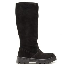 Kozaki Lasocki. Czarne kozaki damskie Lasocki, bez wzorów, bez obcasa, na płaskiej podeszwie, bez zapięcia. Za 369.99 zł.