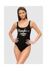 MOSCHINO Czarny strój kąpielowy ze złotym logo. Czarne stroje kąpielowe damskie MOSCHINO, s, bez wzorów. W wyprzedaży za 459.99 zł.