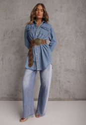 Niebieska Jeansowa Bawełniana Sukienka Koszulowa z Wiązaniem i Marszczeniem Enatta. Niebieskie sukienki damskie Renee, na co dzień, na lato, l, bez wzorów, z bawełny, bez kołnierzyka, bez ramiączek, mini, koszulowe. Za 129.99 zł.