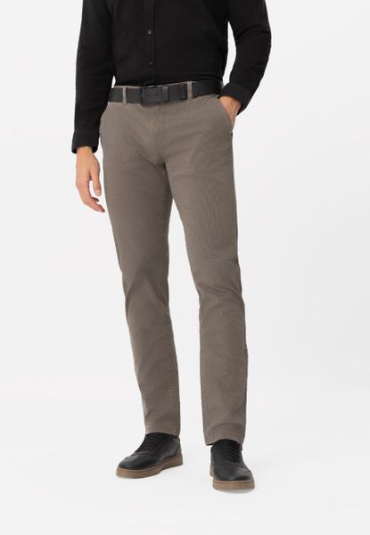 Beżowe chinosy R-FOST. Brązowe eleganckie spodnie męskie Volcano, bez wzorów, z bawełny, eleganckie. Za 179.99 zł.