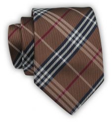 Krawat Alties (7 cm) - Brązowy w Kratę. Brązowe krawaty i muchy Alties, bez wzorów, z tkaniny, eleganckie. Za 49.00 zł.