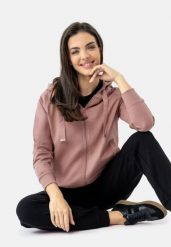 Klasyczna bluza z kapturem B-JOKOS. Brązowe bluzy damskie Volcano, m, bez wzorów, z bawełny, klasyczne, bez ramiączek, z kapturem. Za 159.99 zł.