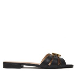 Klapki LAUREN RALPH LAUREN. Czarne klapki damskie Lauren Ralph Lauren, bez wzorów, bez obcasa, bez zapięcia. Za 659.99 zł.