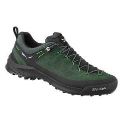 Buty trekkingowe męskie Salewa Wildfire Leather. Zielone buty zimowe męskie Salewa, bez wzorów, bez obcasa, bez zapięcia. Za 699.99 zł.
