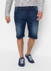 Bermudy jeansowe ze stretchem i wzmocnionym krokiem, regular fit. Niebieskie jeansy męskie bonprix, z jeansu, eleganckie. Za 109.99 zł.