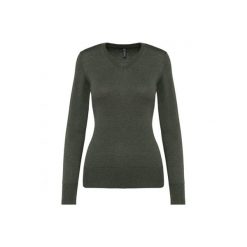 Damski sweter v-neck Kariban. Szare swetry nierozpinane damskie KARIBAN, na zimę, bez wzorów, bez kołnierzyka, bez ramiączek. Za 138.00 zł.