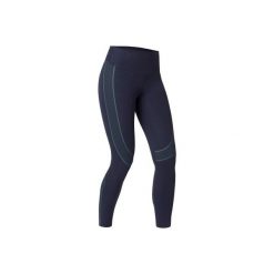 Legginsy Slim Gym & Pilates 560 damskie granatowe. Niebieskie legginsy damskie DOMYOS, bez wzorów, z bawełny. Za 89.99 zł.