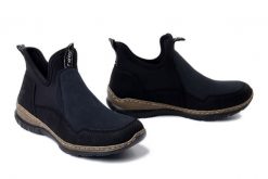 RIEKER N3275-00 black, półbuty damskie. Czarne półbuty damskie Rieker, bez wzorów, bez obcasa, bez zapięcia. Za 255.92 zł.