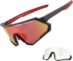 Okulary rowerowe z wymiennymi soczewkami polaryzacyjnymi i fotochromowymi. Czarne okulary przeciwsłoneczne damskie ROCKBROS. Za 151.60 zł.
