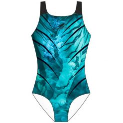 Strój kąpielowy damski Aquafeelback. Niebieskie stroje kąpielowe damskie AQUAFEEL, l, bez wzorów, z materiału. Za 239.99 zł.