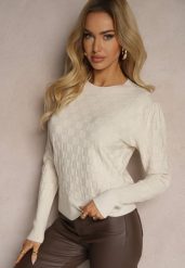 Jasnobeżowy Sweter z Modalem i Wiskozą Ozdobiony Tłoczeniem Liliti. Brązowe swetry nierozpinane damskie Renee, m, z aplikacjami, z jeansu, casualowe, bez kołnierzyka, bez ramiączek. Za 69.99 zł.