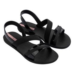 Buty sandały damskie Ipanema Vibrant. Czarne sandały damskie Ipanema, bez wzorów, bez obcasa, bez zapięcia. Za 139.00 zł.
