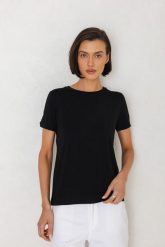 T-SHIRT ROMA MODAL CZARNY XS - Flawless. Czarne t-shirty damskie Flawless, s, bez wzorów, z jeansu, bez kołnierzyka, bez ramiączek. Za 200.00 zł.
