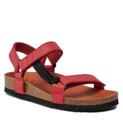 Sandały Scholl. Czerwone sandały damskie Scholl, bez wzorów, bez obcasa, na płaskiej podeszwie, bez zapięcia. Za 344.99 zł.