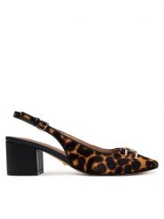 Guess Czółenka FLTCLD LEP05 Brązowy. Brązowe czółenka damskie Guess, z aplikacjami, ze skóry, bez obcasa, bez zapięcia. Za 469.99 zł.