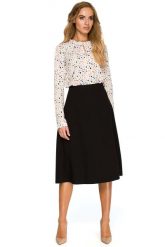 Klasyczna Trapezowa Spódnica Midi - Czarna. Czarne spódnice damskie MOE, l, bez wzorów, z elastanu, klasyczne, midi, trapezowe. Za 187.90 zł.