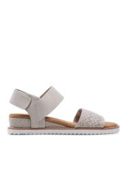 Skechers Sandały BOBS Desert Kiss 31440/OFWT Beżowy. Brązowe sandały damskie Skechers, bez wzorów, z materiału, bez obcasa, na płaskiej podeszwie, bez zapięcia. Za 199.99 zł.
