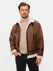 Lindbergh Kurtka z imitacji skóry 30-301124 Brązowy Regular Fit. Brązowe kurtki męskie Lindbergh, m, bez wzorów, ze skóry, bez kaptura. Za 549.99 zł.
