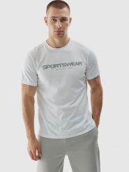 4F T-shirt regular z nadrukiem męski - biały XL. Białe t-shirty męskie 4F, m, bez wzorów, z bawełny, bez kołnierzyka, bez ramiączek. W wyprzedaży za 29.99 zł.