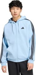 Adidas Bluza męska adidas Essentials 3-Stripes Fleece Full-Zip Hoodie błękitna KY4143 L. Niebieskie bluzy męskie Adidas, l, bez wzorów, bez ramiączek, bez kaptura. Za 278.99 zł.