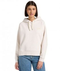 DAMSKA BLUZA LEE ESSENTIAL HOODIE ECRU HEATHER 112371337. Brązowe bluzy damskie Lee, xs, bez wzorów, bez ramiączek, z kapturem. Za 199.99 zł.