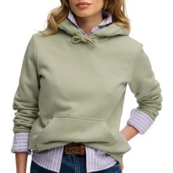 Bluza damska z kapturem Superdry Essential Logo Emb Hb. Zielone bluzy damskie Superdry, xs, bez wzorów, z bawełny, klasyczne, bez ramiączek, z kapturem. Za 279.65 zł.