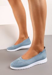 Niebieskie Płaskie Tenisówki Zdobione Cyrkoniami Lomadia. Niebieskie trampki i tenisówki damskie Renee, z aplikacjami, bez zapięcia. Za 39.99 zł.