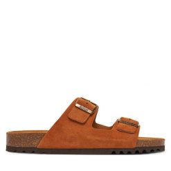 Klapki Scholl. Brązowe klapki męskie Scholl, bez wzorów, bez zapięcia. Za 259.99 zł.
