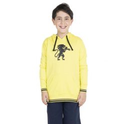 Bluza z bawełna z kaptur na co dzień na siłownię. Żółte bluzy damskie LEONE 1947 APPAREL, bez wzorów, z bawełny, sportowe, bez ramiączek, bez kaptura. Za 124.20 zł.