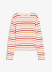 Koszulka z długim rękawem z czystej bawełny. Czerwone bluzki damskie bonprix, bez wzorów, z bawełny, bez kołnierzyka, bez ramiączek. Za 77.99 zł.