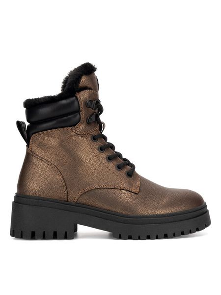 MEXX Trzewiki MI001713143W Miedziany. Brązowe botki damskie Mexx, bez wzorów, ze skóry, bez obcasa, na płaskiej podeszwie, bez zapięcia. Za 349.99 zł.