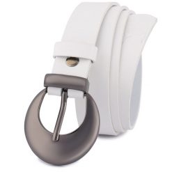 Pasek skórzany BELTIMORE r.80-95 cm O03 BIAŁY. Białe paski damskie bez wzorów. Za 54.99 zł.