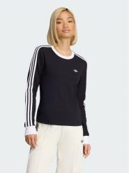 Adidas Bluzka 3 Stripes KD7964 Czarny Slim Fit. Czarne bluzki damskie Adidas, s, bez wzorów, z bawełny, bez kołnierzyka, bez ramiączek. Za 178.99 zł.