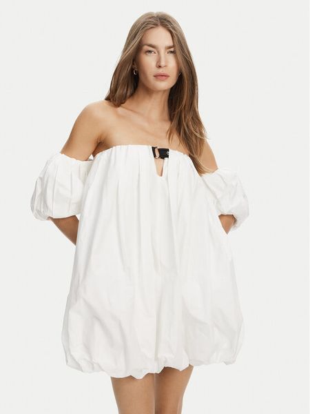 PINKO Sukienka letnia 105211 A2LD ZZ1 Biały Regular Fit. Białe sukienki damskie Pinko, na lato, l, bez wzorów, z bawełny, bez kołnierzyka, bez ramiączek. Za 669.99 zł.