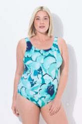 Damskie Strój kąpielowy liście bez miękkich miseczek. Stroje kąpielowe damskie Ulla Popken, plus size, bez wzorów, z elastanu. Za 199.99 zł.