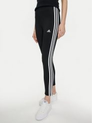 Adidas Legginsy Essentials 3-Stripes High-Waisted Single Jersey Leggings IC7151 Czarny. Czarne legginsy damskie Adidas, xs, bez wzorów, z bawełny, na fitness i siłownię. Za 99.99 zł.