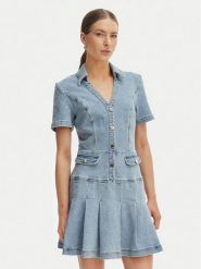 Morgan Sukienka jeansowa 251-RTALA Błękitny Slim Fit. Niebieskie sukienki damskie Morgan, bez wzorów, z bawełny, bez kołnierzyka, bez ramiączek. Za 399.99 zł.