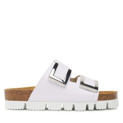 Klapki Dr. Brinkmann. Białe klapki damskie Dr. Brinkmann, bez wzorów, bez obcasa, bez zapięcia. Za 259.99 zł.