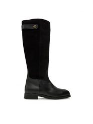 Tommy Hilfiger Kozaki Th Stud Leather Mix Long Boot FW0FW08341 Czarny. Czarne kozaki damskie Tommy Hilfiger, bez wzorów, ze skóry, bez obcasa, na płaskiej podeszwie, bez zapięcia. Za 699.99 zł.