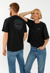 T-shirt z logo na plecach T-ELD. Czarne t-shirty męskie Volcano, m, bez wzorów, z bawełny, bez kołnierzyka, bez ramiączek. Za 69.99 zł.